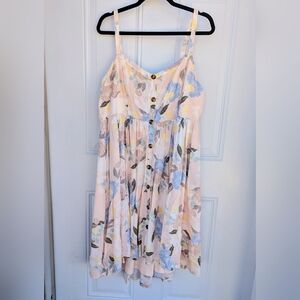 Torrid Challis Button Hi-Lo Dress Women's Sz 2X Light Pink Floral Print